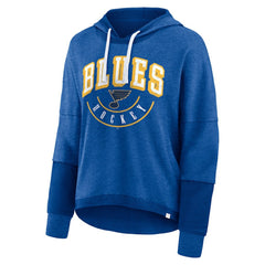 St. Louis Blues Fanatics Women's Lux Lounge Helmet Arch Pullover Hoodie - Heather Blue | Fanatics discount