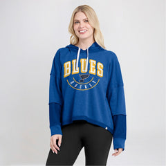 St. Louis Blues Fanatics Women's Lux Lounge Helmet Arch Pullover Hoodie - Heather Blue | Fanatics discount