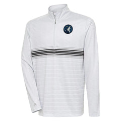 Minnesota Timberwolves Antigua Bullseye Quarter-Zip Pullover Top Heather Gray/Black