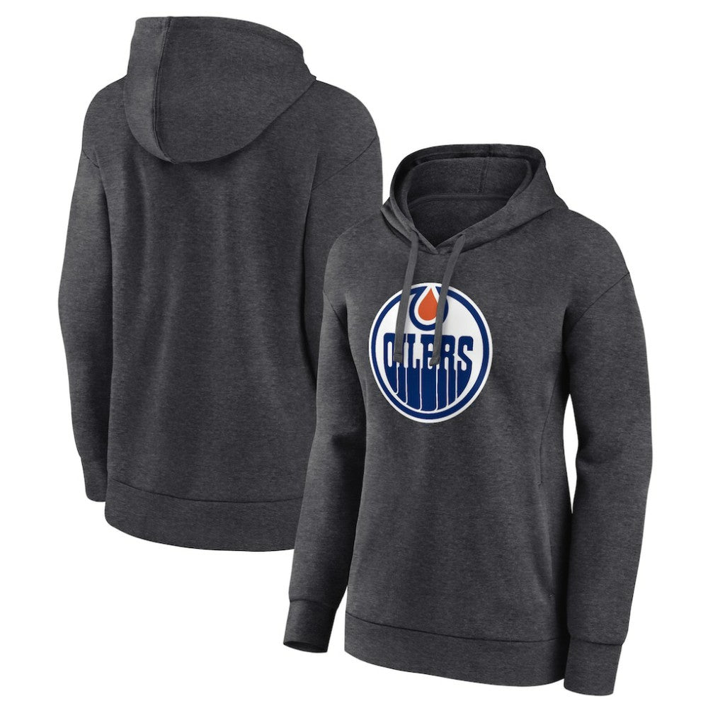 Edmonton Oilers Women's Primary Logo Pullover Hoodie - Charcoal | NHL near me