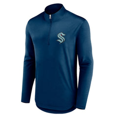 Seattle Kraken Fanatics Mock Neck Quarter-Zip Top - Deep Sea Blue | Fanatics on sale
