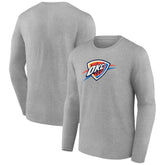 Oklahoma City Thunder Primary Team Logo Long Sleeve T-Shirt Gray