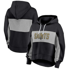 New Orleans Saints Women's Filled Stat Sheet Lighweight Modest Crop Hoodie - Black - Fanatics