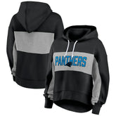 Carolina Panthers Women's Filled Stat Sheet Lighweight Modest Crop Hoodie - Black - Fanatics