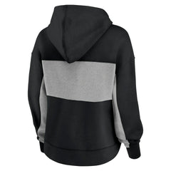 Carolina Panthers Women's Filled Stat Sheet Lighweight Modest Crop Hoodie - Black - Fanatics