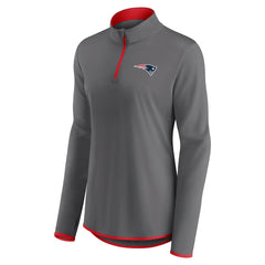 New England Patriots Women's Adult Corner Long Sleeve 1/4 Zip Top - Gray - NFL