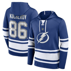 Nikita Kucherov Tampa Bay Lightning Fanatics Name & Number Lace-Up Pullover Hoodie - Blue | Fanatics on sale