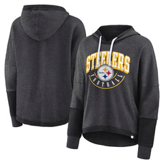 Pittsburgh Steelers Women's Lightewight Modest Crop Lounge Helmet Arch Pullover Hoodie - Charcoal - Fanatics