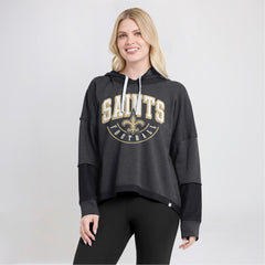 New Orleans Saints Women's Lightewight Modest Crop Lounge Helmet Arch Pullover Hoodie - Charcoal - Fanatics