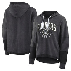 Las Vegas Raiders Women's Lightewight Modest Crop Lounge Helmet Arch Pullover Hoodie - Charcoal - Fanatics