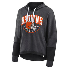Cleveland Browns Women's Lightewight Modest Crop Lounge Helmet Arch Pullover Hoodie - Charcoal - Fanatics