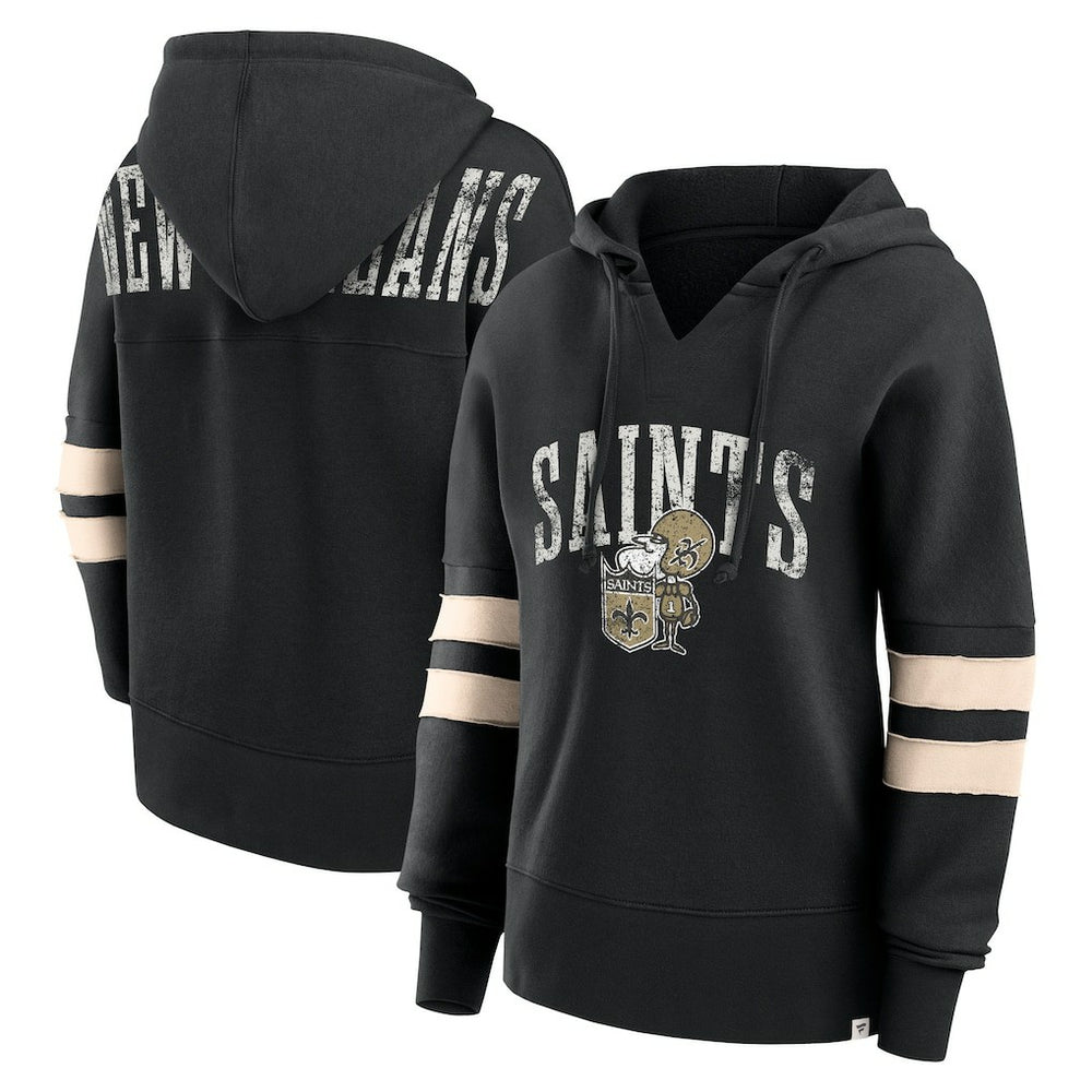 New Orleans Saints Women's Bold Move Dolman V-Neck Hip HIp Hoodie - Black - Fanatics