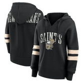 New Orleans Saints Women's Bold Move Dolman V-Neck Hip HIp Hoodie - Black - Fanatics