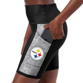 Pittsburgh Steelers Certo Women's High Waist Logo Two-Pocket Biker Shorts - Black - NFL