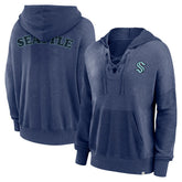 Seattle Kraken Fanatics Women's Breakout Lace-Up Pullover Hoodie - Navy | Fanatics Clearance