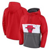 Fanatics Chicago Bulls Anorak Flagrant Foul Color-Block Raglan Hoodie Half-Zip Jacket Red/Gray