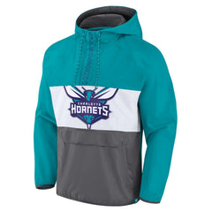 Fanatics Charlotte Hornets Anorak Flagrant Foul Color-Block Raglan Hoodie Half-Zip Jacket Teal/Gray