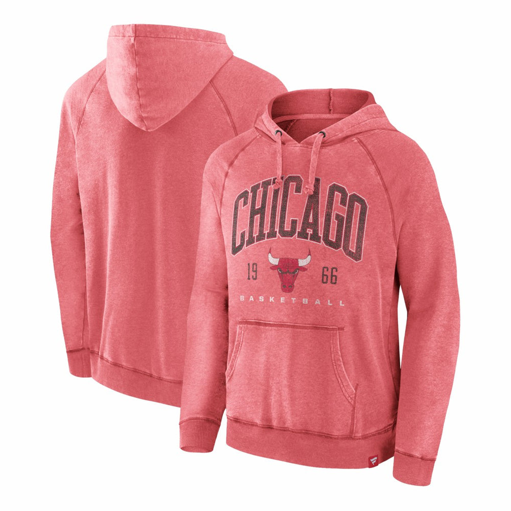 Fanatics Chicago Bulls Foul Trouble Snow Wash Raglan Pullover Hoodie Heather Red
