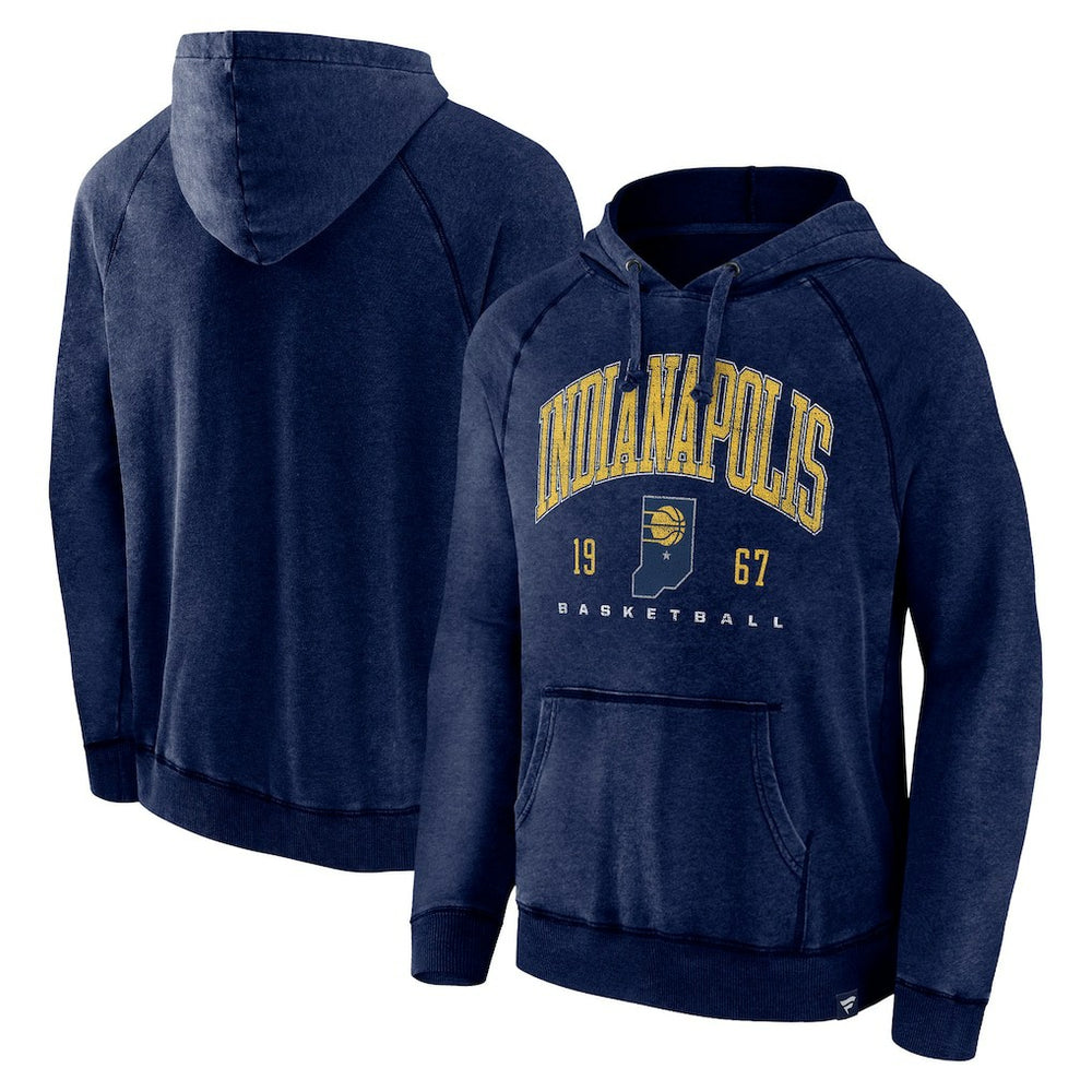 Fanatics Indiana Pacers Foul Trouble Snow Wash Raglan Pullover Hoodie Heather Navy