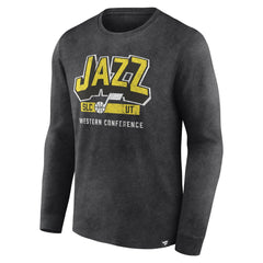 Fanatics Utah Jazz Front Court Press Snow Wash Long Sleeve T-Shirt Heather Charcoal
