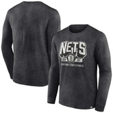Fanatics Brooklyn Nets Front Court Press Snow Wash Long Sleeve T-Shirt Heather Charcoal