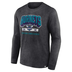 Fanatics Charlotte Hornets Front Court Press Snow Wash Long Sleeve T-Shirt Heather Charcoal