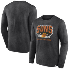 Fanatics Phoenix Suns Front Court Press Snow Wash Long Sleeve T-Shirt Heather Charcoal