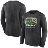 Fanatics Milwaukee Bucks Front Court Press Snow Wash Long Sleeve T-Shirt Heather Charcoal