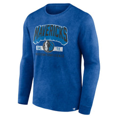 Fanatics Dallas Mavericks Front Court Press Snow Wash Long Sleeve T-Shirt Heather Royal