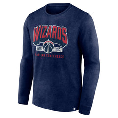 Fanatics Washington Wizards Front Court Press Snow Wash Long Sleeve T-Shirt Heather Navy