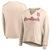 St. Louis Cardinals Fanatics Women's Go For It Waffle Knit Long Sleeve Notch Neck T-Shirt Online