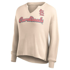 St. Louis Cardinals Fanatics Women's Go For It Waffle Knit Long Sleeve Notch Neck T-Shirt Online