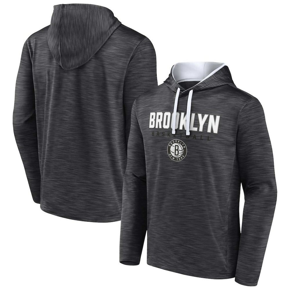 Fanatics Brooklyn Nets Fast Break Pullover Hoodie Heather Charcoal