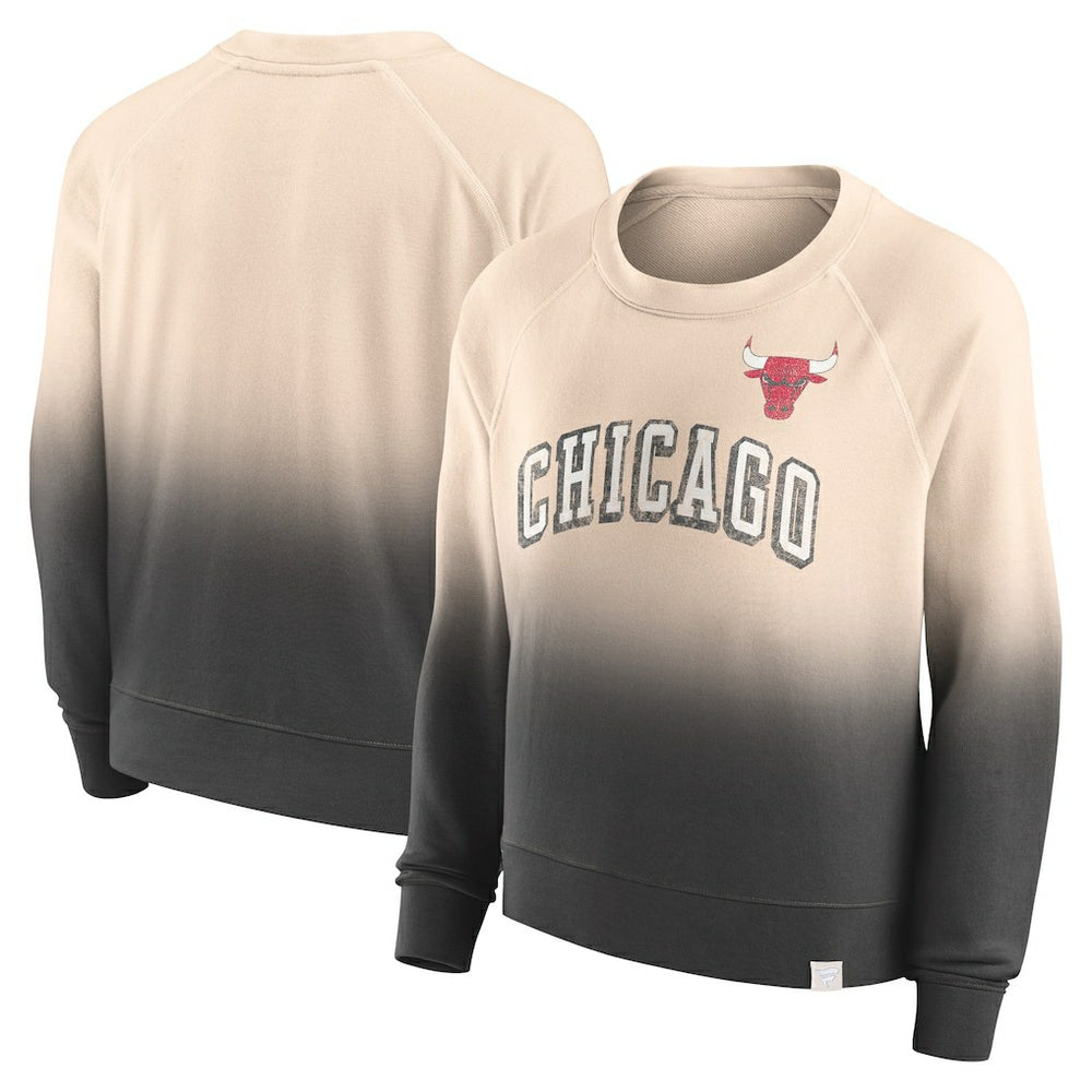 Fanatics Chicago Bulls Women's Lounge Arch Raglan Pullover Sweatshirt Tan/Black