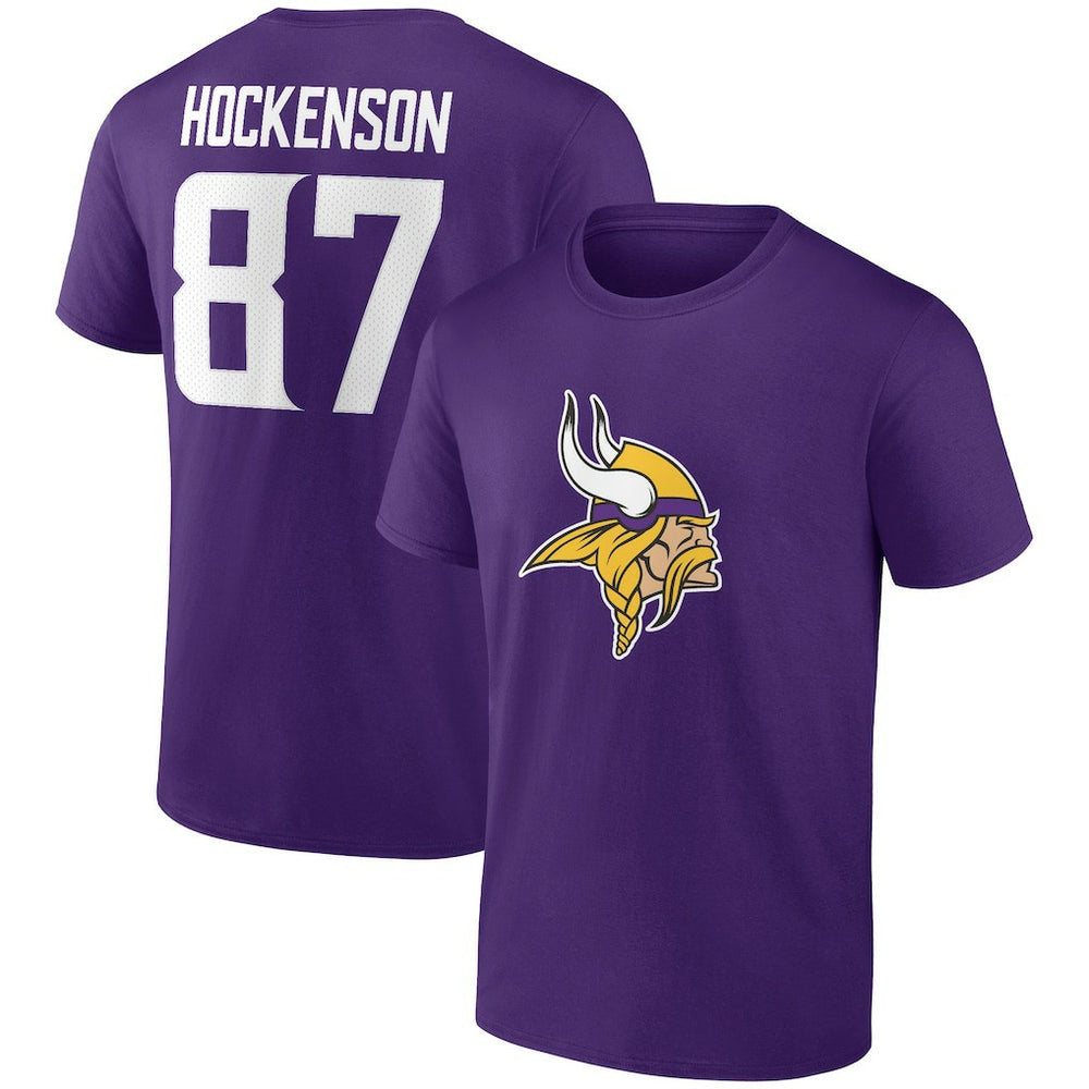 T.J. Hockenson Minnesota Vikings Icon Player Name & Number T-Shirt - Purple - NFL