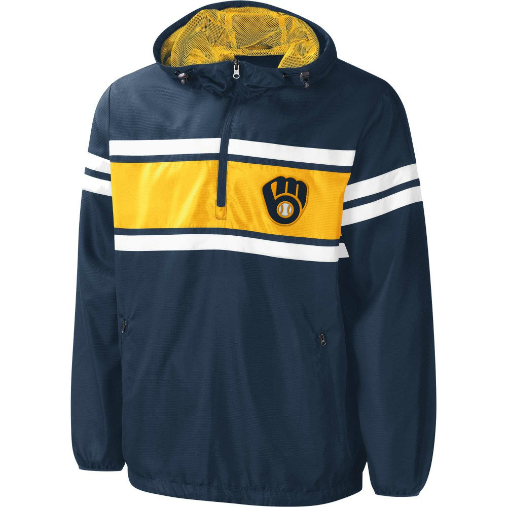 Milwaukee Brewers G-III Sports by Carl Banks Game Score Quarter-Zip Windbreaker Online