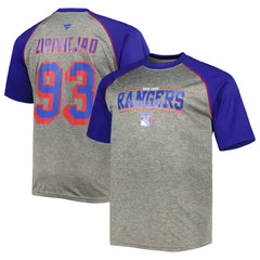Mika Zibanejad New York Rangers Fanatics Big & Tall Contrast Raglan Name & Number T-Shirt - Heather Gray/Blue | Fanatics discount