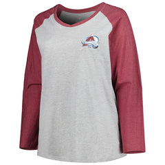 Nathan MacKinnon Colorado Avalanche Fanatics Women's Plus Size Name & Number Raglan Long Sleeve T-Shirt - Heather Gray/Heather Burgundy | Fanatics near me