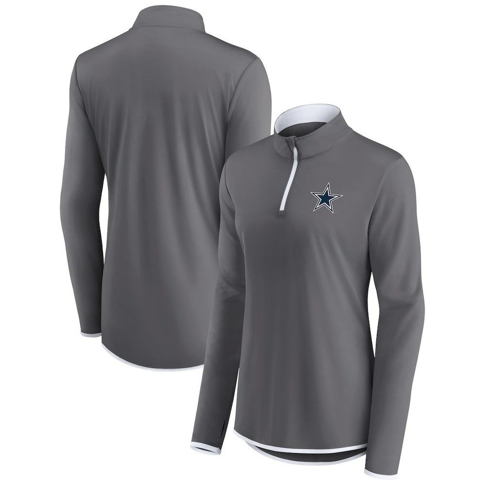 Dallas Cowboys Women's Corner Long Sleeve 1/4 Zip Top - Gray - Fanatics