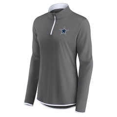 Dallas Cowboys Women's Corner Long Sleeve 1/4 Zip Top - Gray - Fanatics