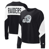 Las Vegas Raiders Starter Women's Insight Crop Tri-Blend Long Sleeve T-Shirt - Black - NFL