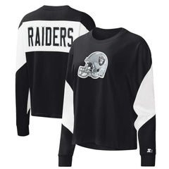 Las Vegas Raiders Starter Women's Insight Crop Tri-Blend Long Sleeve T-Shirt - Black - NFL