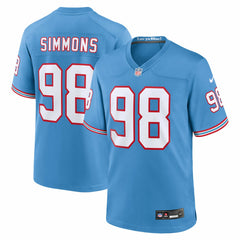 Jeffery Simmons Tennessee Titans Oilers Throwback Alternate Game Player Jersey - Light Blue - Nike
