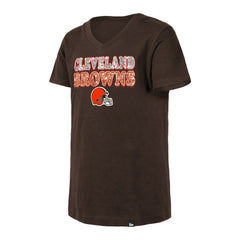 Cleveland Browns New Era Girls Youth Reverse Sequin V-Neck T-Shirt - Brown - NFL