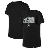 Las Vegas Raiders New Era Girls Youth Reverse Sequin V-Neck T-Shirt - Black - NFL
