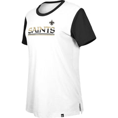 New Orleans Saints New Era Women's Third Down Colorblock T-Shirt - White/Black - NFL