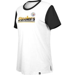 Pittsburgh Steelers New Era Women's Third Down Colorblock T-Shirt - White/Black - NFL