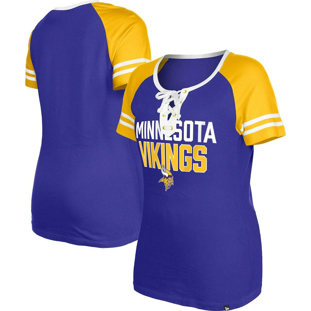 Minnesota Vikings New Era Women's Raglan Lace-Up T-Shirt - Purple - NFL