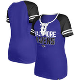 Baltimore Ravens New Era Women's Raglan Lace-Up T-Shirt - Purple - NFL