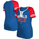 Buffalo Bills New Era Women's Raglan Lace-Up T-Shirt - Royal - NFL